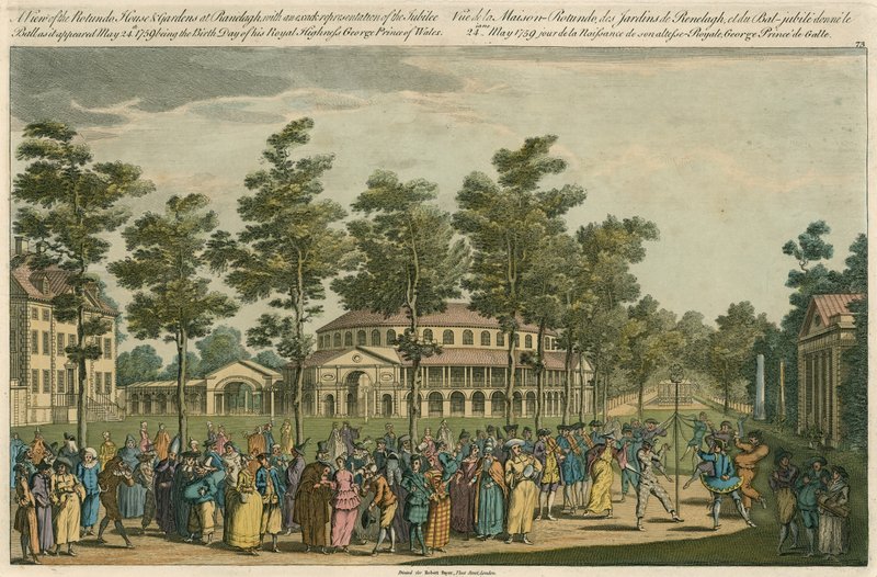 Uma visão da Casa Rotunda e Jardins em Ranelagh, Londres de English School