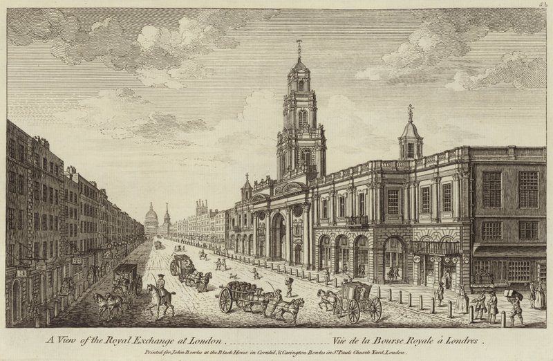 Uma visão do Royal Exchange em Londres de English School