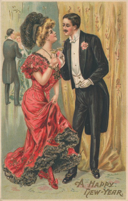 Um casal bem vestido participando de uma festa de English School