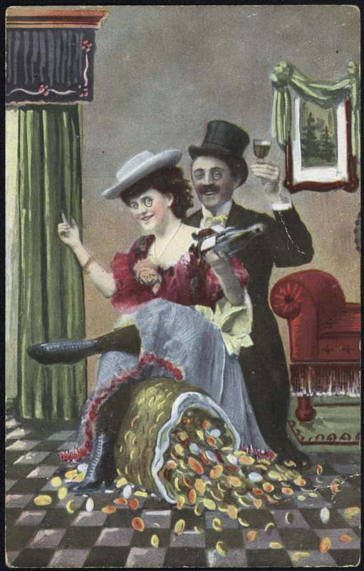 Um casal bem vestido retratado rindo de English School
