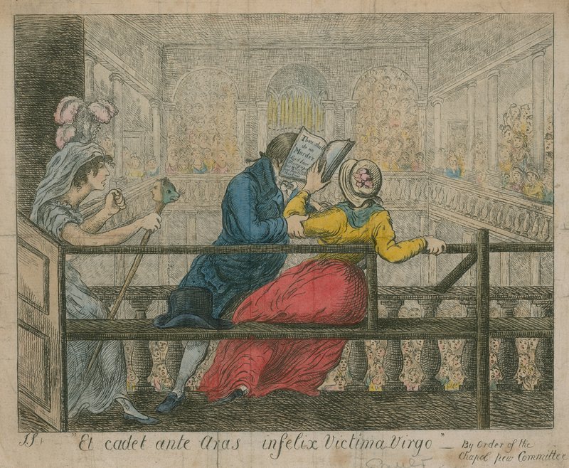 Uma mulher é expulsa dos bancos da Capela do Hospital Foundling de English School