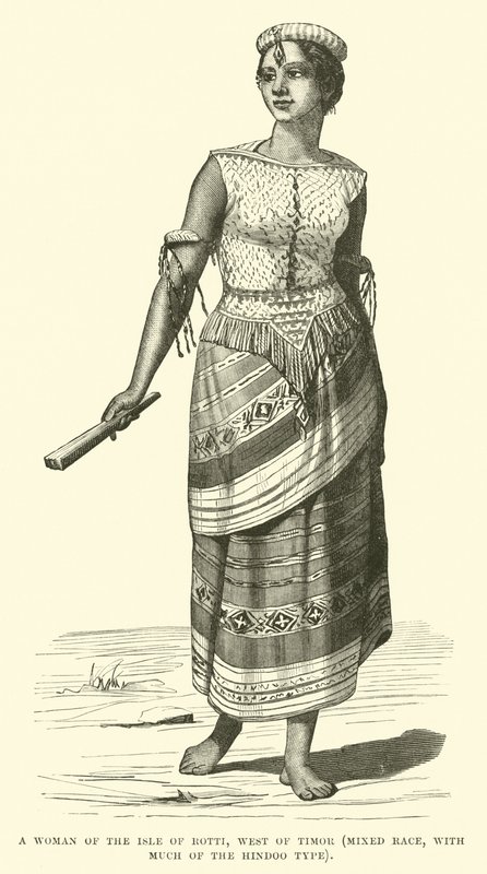 Uma mulher da Ilha de Rotti, a oeste de Timor, raça mista, com grande parte do tipo hindoo de English School