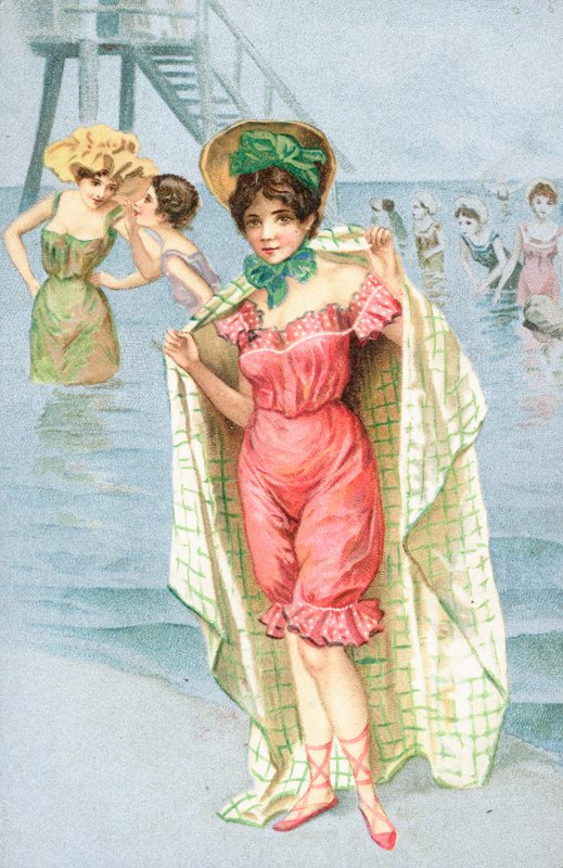 Um, mulher, desgastar, um, traje banho de English School