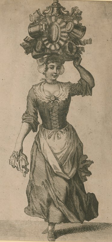 Um, mulheres, carregar, um, variedade, de, metal, objetos, ligado, dela, cabeça de English School