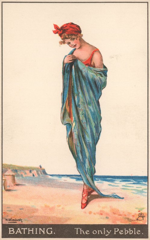 Um, mulher jovem, drapejado, em, um, toalha, ligado, um, praia de English School