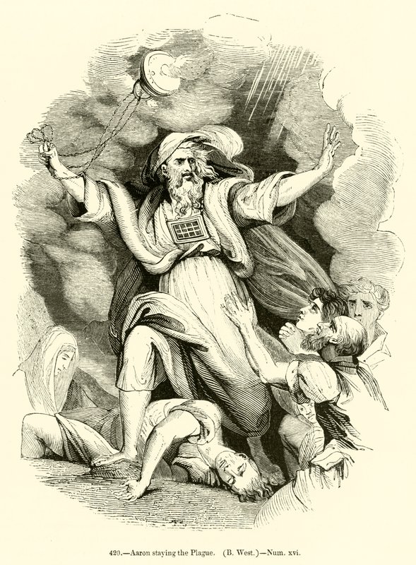 Aaron ficando a Peste, B Oeste, Números xvi (gravura) de English School