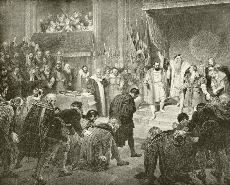 Abdicação de Gustavus Vasa (gravura) de English School