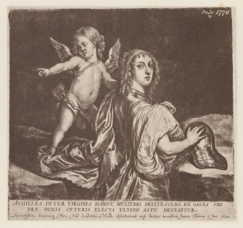 Aquiles e Cupido (litho) de English School