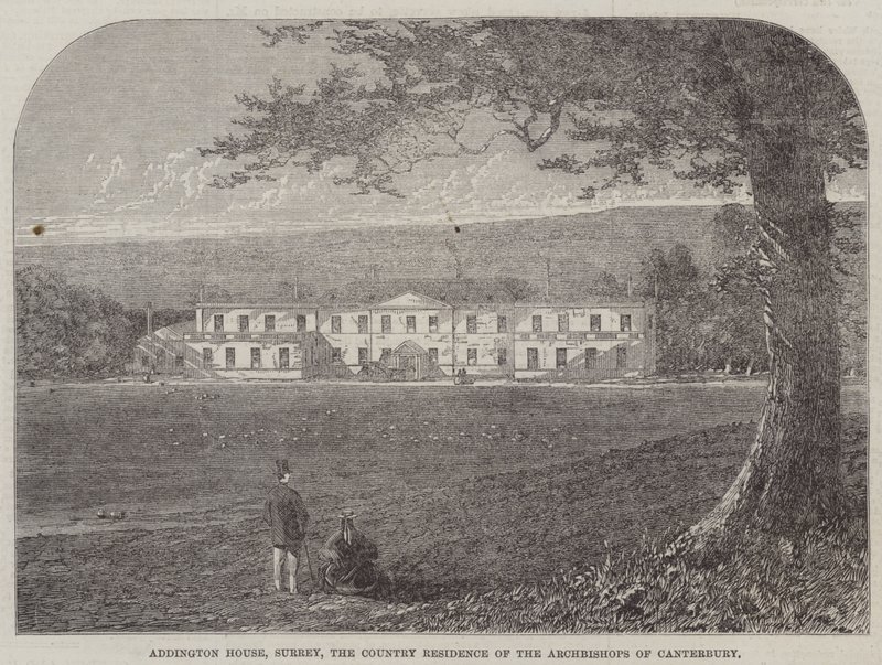 Addington House, Surrey, Residência dos Arcebispos de Canterbury (gravura) de English School