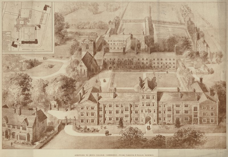 Adições ao Jesus College, Cambridge (gravura) de English School