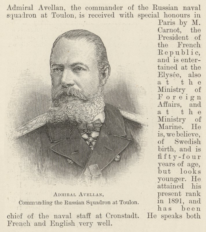 Almirante Avellan, comandando o esquadrão russo em Toulon (gravura) de English School