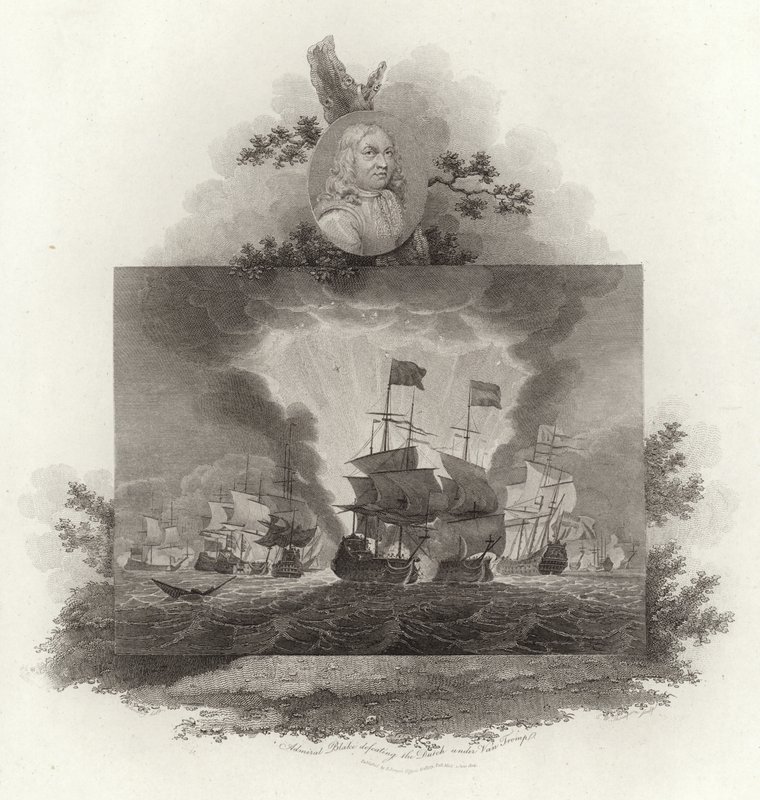 Almirante Blake derrotando os holandeses sob Van Tromp de English School