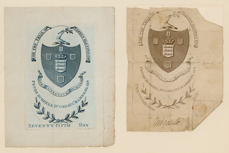 Bilhetes de admissão para o julgamento de Warren Hastings de English School