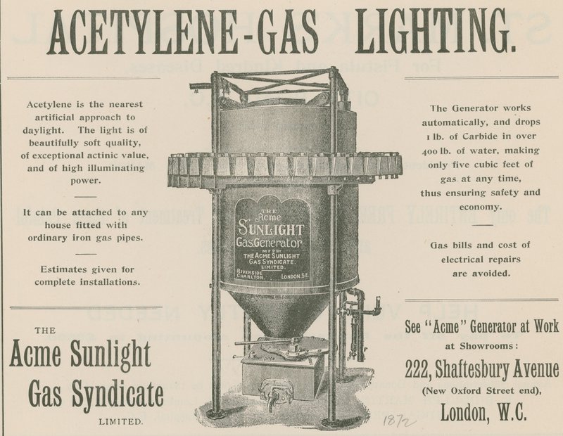 Anúncio Iluminação de gás de acetileno de English School