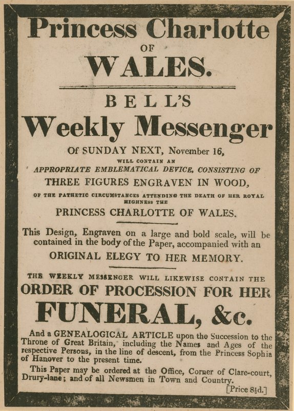 Anúncio de Sinos Mensageiro Semanal do domingo, 16 novembro1817 de English School