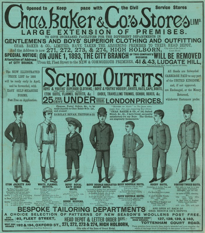 Anúncios de Chas Baker & Cos Stores de English School