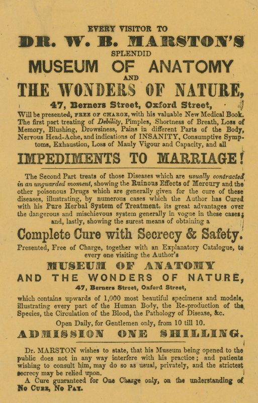 Anúncio de Museu de Anatomia Dr. WB Marstons e as Maravilhas da Natureza de English School