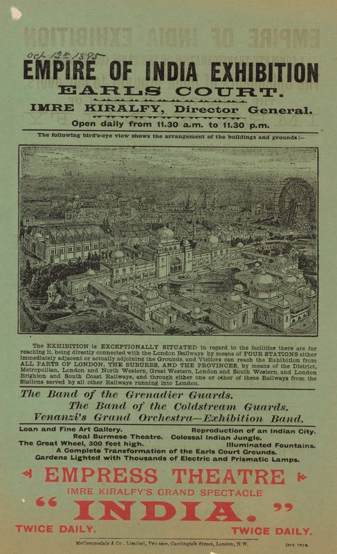 Anúncio para Empire of India Exhibition, Earls Court de English School