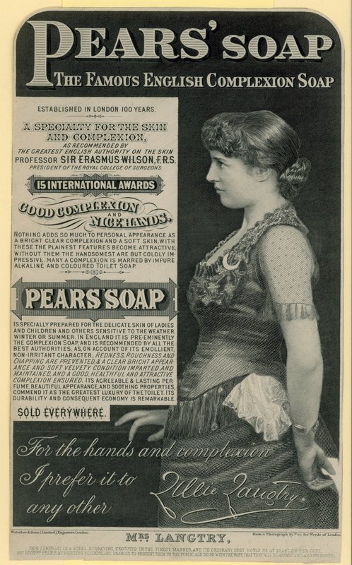 Anúncio para Pears Soap com a atriz Lillie Langtry de English School