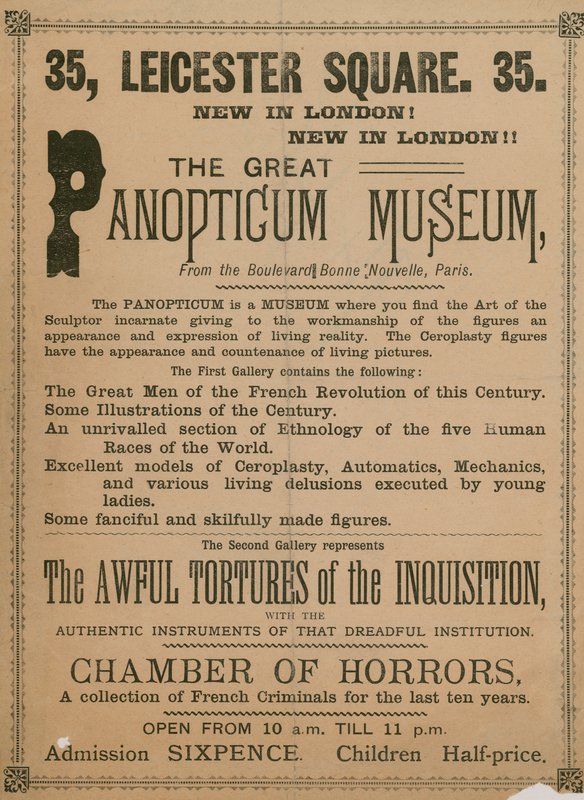 Anúncio de O Grande Museu Panóptico, 35 Leicester Square, Londres, 1854 de English School