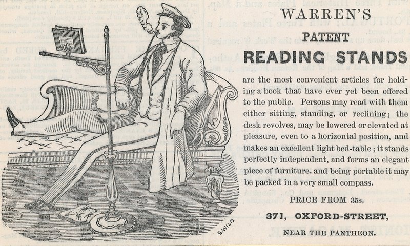 Anúncio de Stands para Leitura de Patentes Warrens de English School