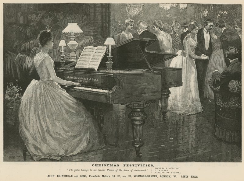 Anúncio para pianista John Brinsmead e Sons, Wigmore Street, Londres de English School