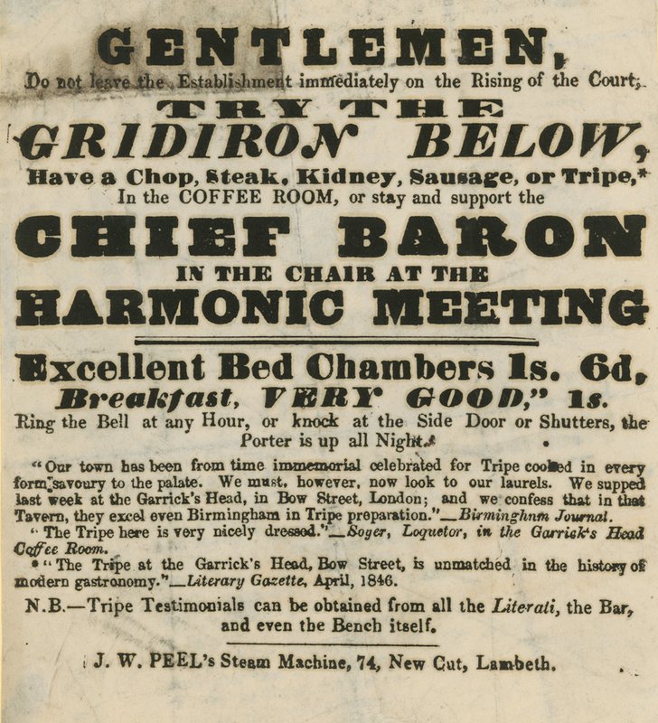 Anúncio para o Garricks Head, Bow Street de English School