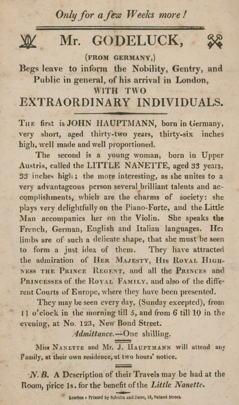 Anúncio para o aparecimento de dois indivíduos extraordinários de English School