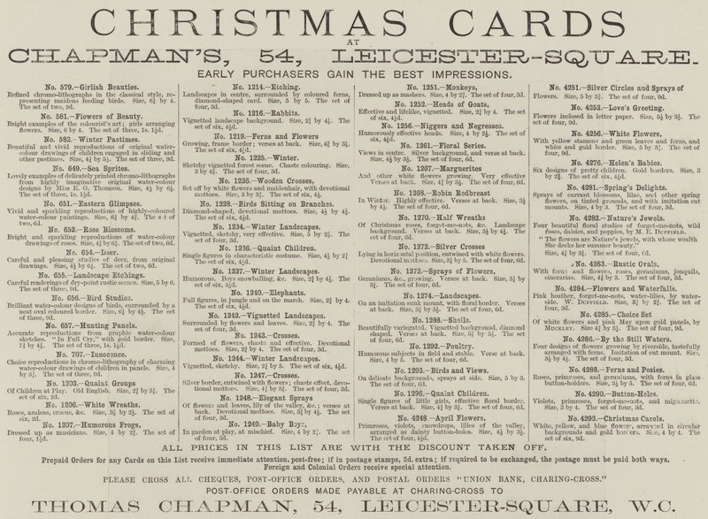 Anúncio, Cartões de Natal da Chapman (gravação) de English School