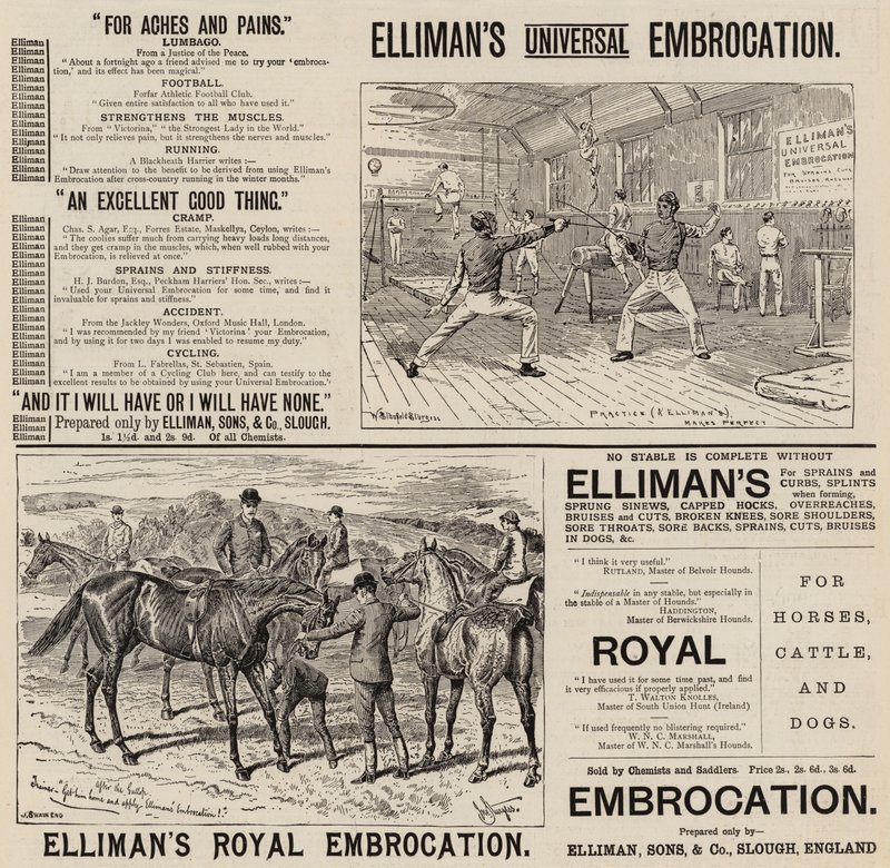 Anúncio, Embroca de Elliman (gravura) de English School