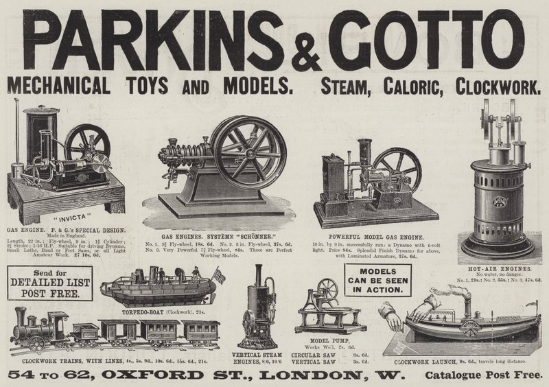 Anúncio, Parkins e Gotto (gravura) de English School