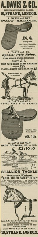 Anúncio para os fabricantes de arreios e arreios da A Davis & Co de English School