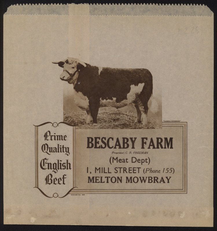Anúncio para a carne bovina Bescaby Farm de English School