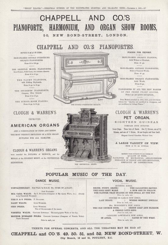Anúncio para Salas de Chappell and Co