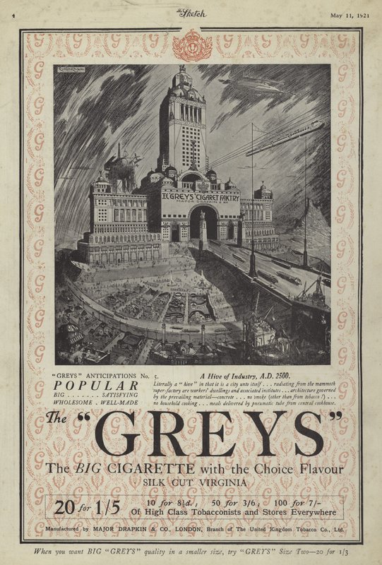 Anúncio para cigarros Greys de English School