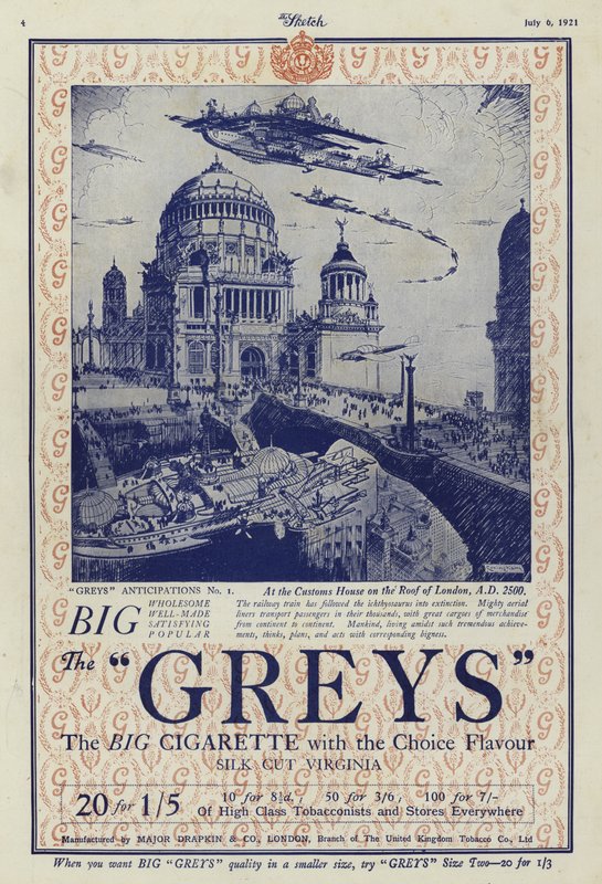 Anúncio para cigarros Greys de English School