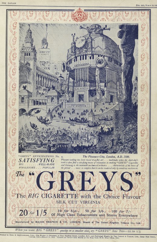 Anúncio para cigarros Greys de English School