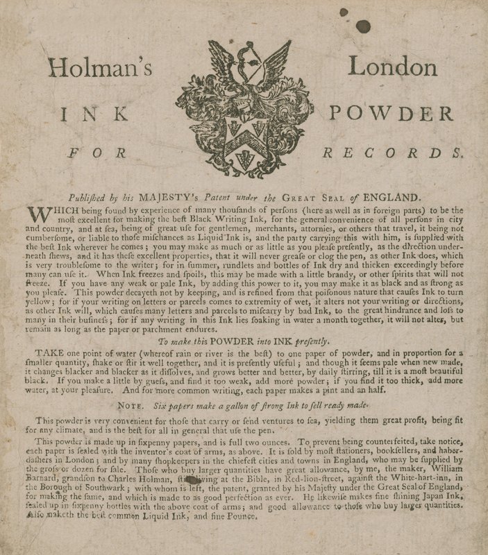 Propaganda para o Holmans London Ink Powder for Records de English School