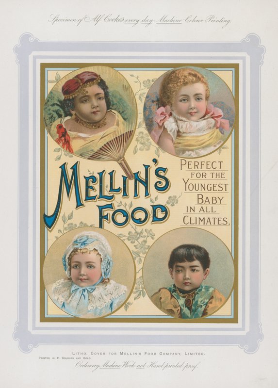 Propaganda para Mellins Alimentos para bebês em todos os climas de English School