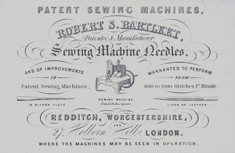 Anúncio para máquinas de costura Robert S Bartleet (litho) de English School