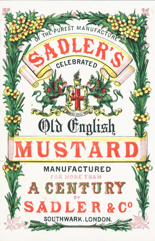 Anúncio para a mostarda inglesa velha de Sadlers de English School