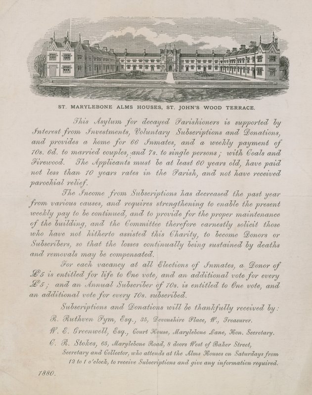 Propaganda para St Marylebone Alms Houses de English School