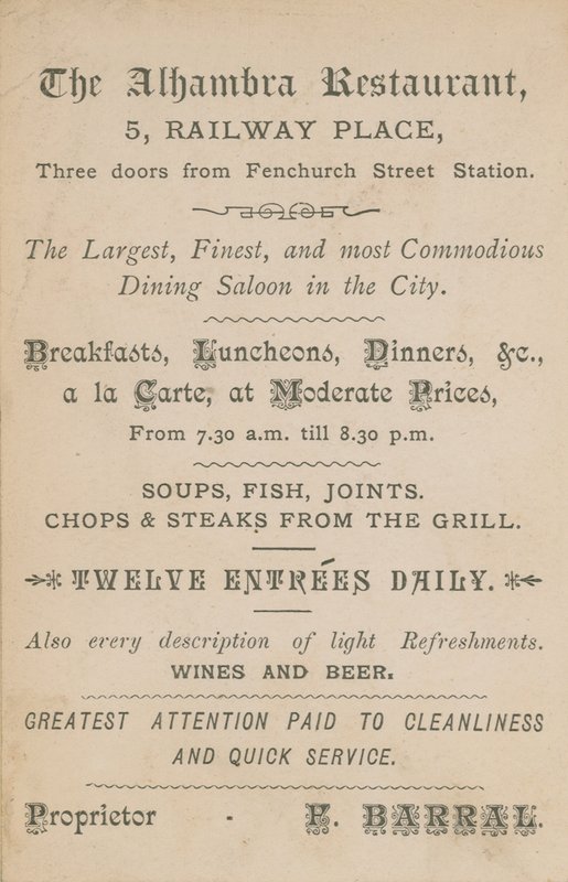 Propaganda para o restaurante Alhambra de English School