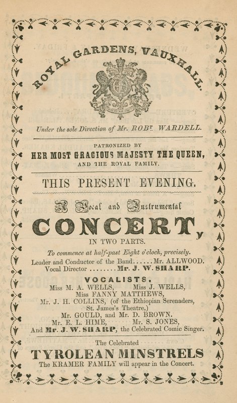 Anúncio para Vauxhall Gardens, Londres de English School