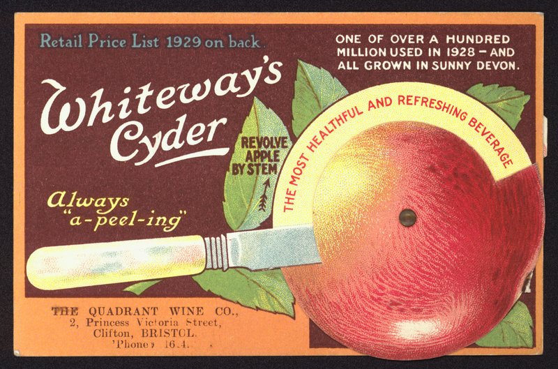 Anúncio de cidra da Whiteway (chromolitho) de English School