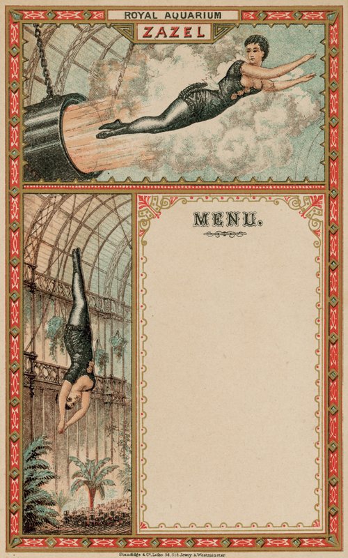 Anúncio para Zazel the Human Cannonball de English School