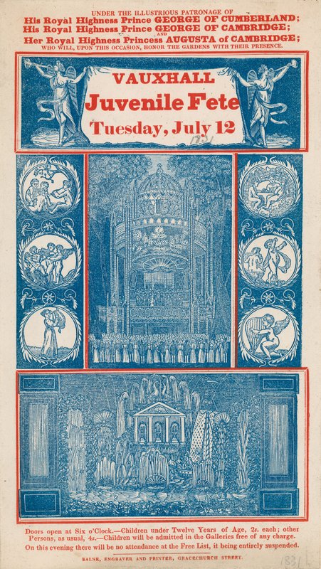 Anúncio para a festa juvenil em Vauxhall Gardens, Londres de English School