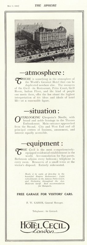 Anúncio para o Hotel Cecil, London de English School