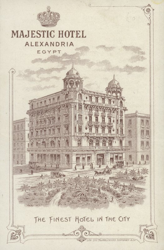 Anúncio para o Majestic Hotel, Alexandria, Egito de English School