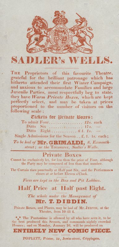 Anúncio para o Sadlers Wells Theatre de English School